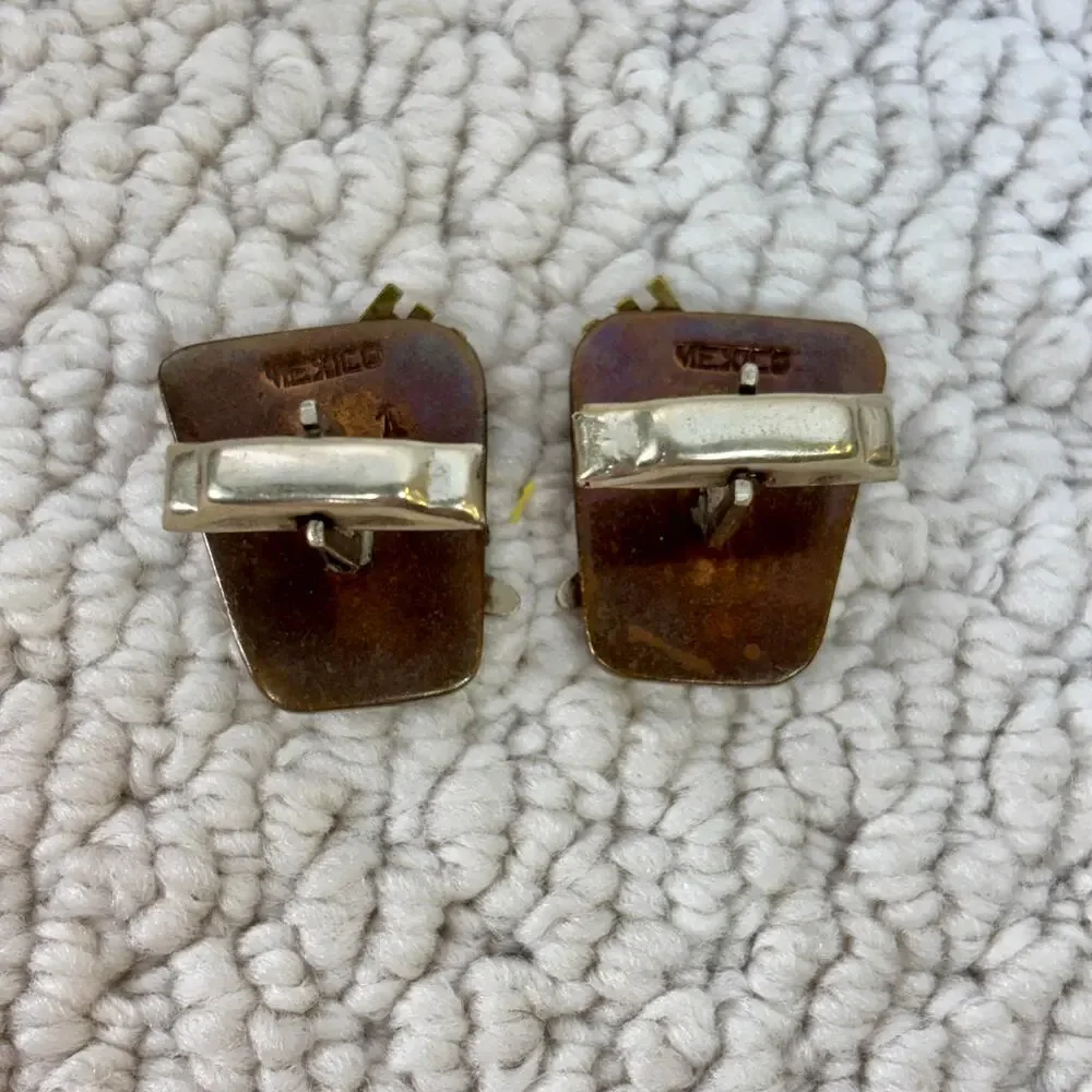 Salvador Teran? Taxco Mexico Running Man Large 1” Men’s Cufflinks VTG Stamped 1